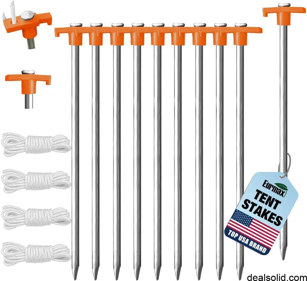 Eurmax USA Galvanized Non-Rust Camping Family Tent Stakes